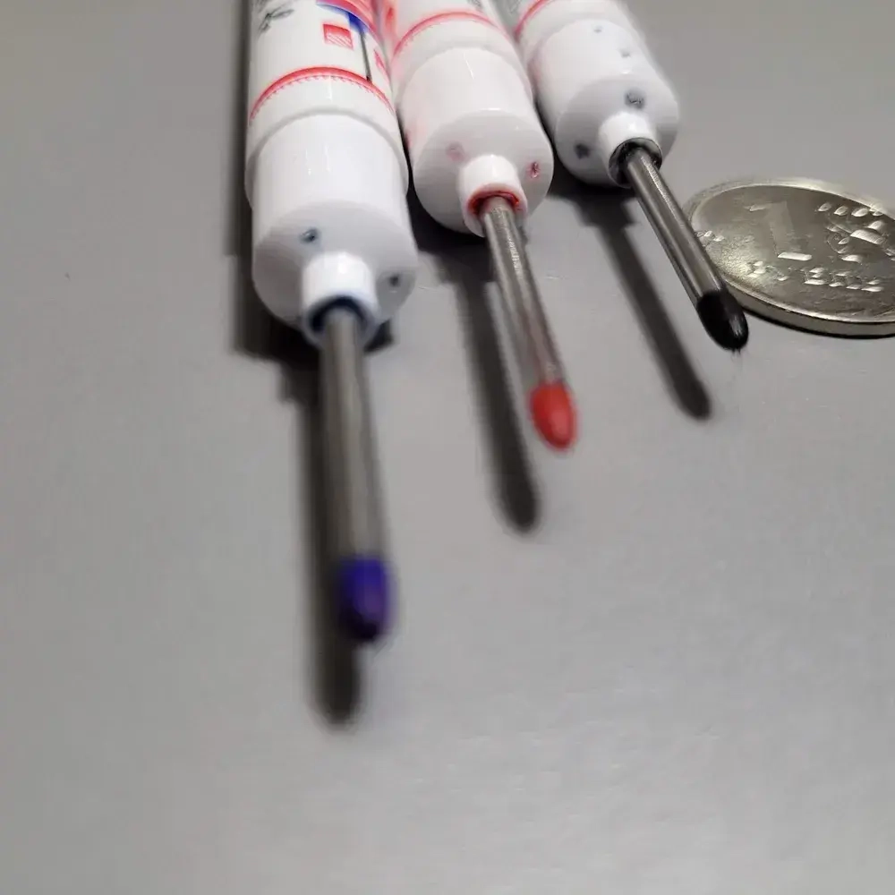 Набор маркеров перманентных с тонким стержнем QBuy, строительный маркер с длинным наконечником, для разметки. черный, синий, красный. 3шт.