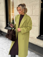 Пальто двубортное в цвете лайм