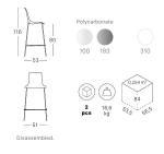 Стул барный прозрачный Scab Design Zebra Antishock, серый