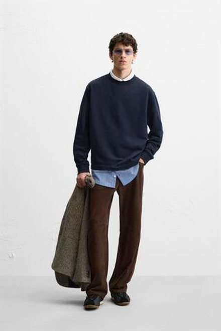 ZARA ХУДИ С КОНТРАСТНЫМ НИЗОМ, МОРСКОЙ СИНИЙ