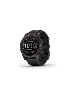 Garmin Fenix 7 Sapphire Solar титановый Carbon Gray DLC с силиконовым ремешком (010-02540-21)