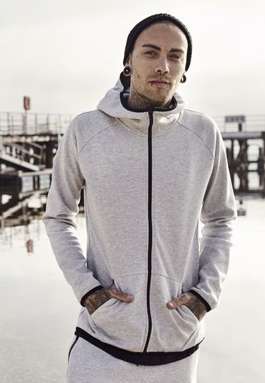 Толстовка URBAN CLASSICS Athletic High Neck Interlock Zip Hoody (Grey)