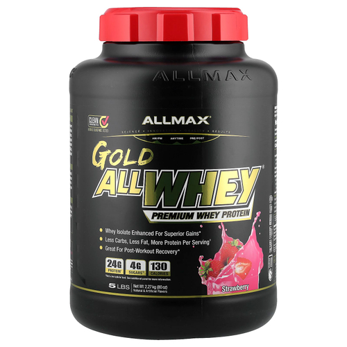 ALLMAX, GOLD ALLWHEY®, сывороточный протеин премиального качества, клубничный вкус, 2,27 кг (5 фунтов)