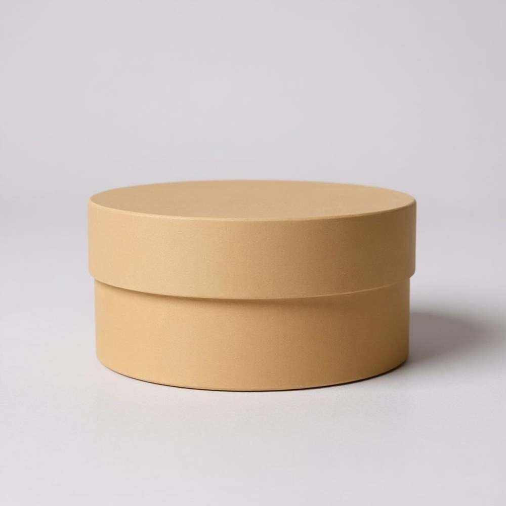 Плотная короткая круглая коробка(без ручек). Цвет: Персик.