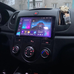 Магнитола для KIA Cerato 2 2008-2013 (кондиционер, рамка черная) - FarCar GX038M монитор 9.5" 2K QLED на Android 14, TS20, 6+128Гб, CarPlay, 4G SIM-слот