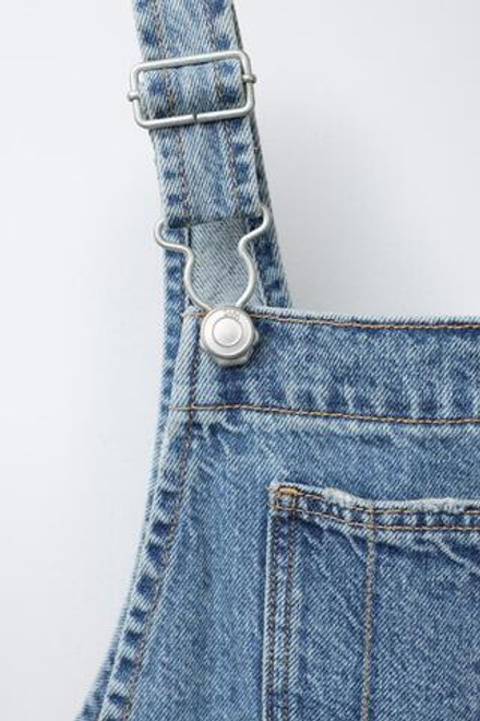ZARA ДЖИНСОВЫЙ КОМБИНЕЗОН WIDE LEG, СИНИЙ