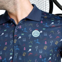 Мужское теннисное поло BIDI BADU Idir Tech Polo Men - Dark Blue, Multicoloured