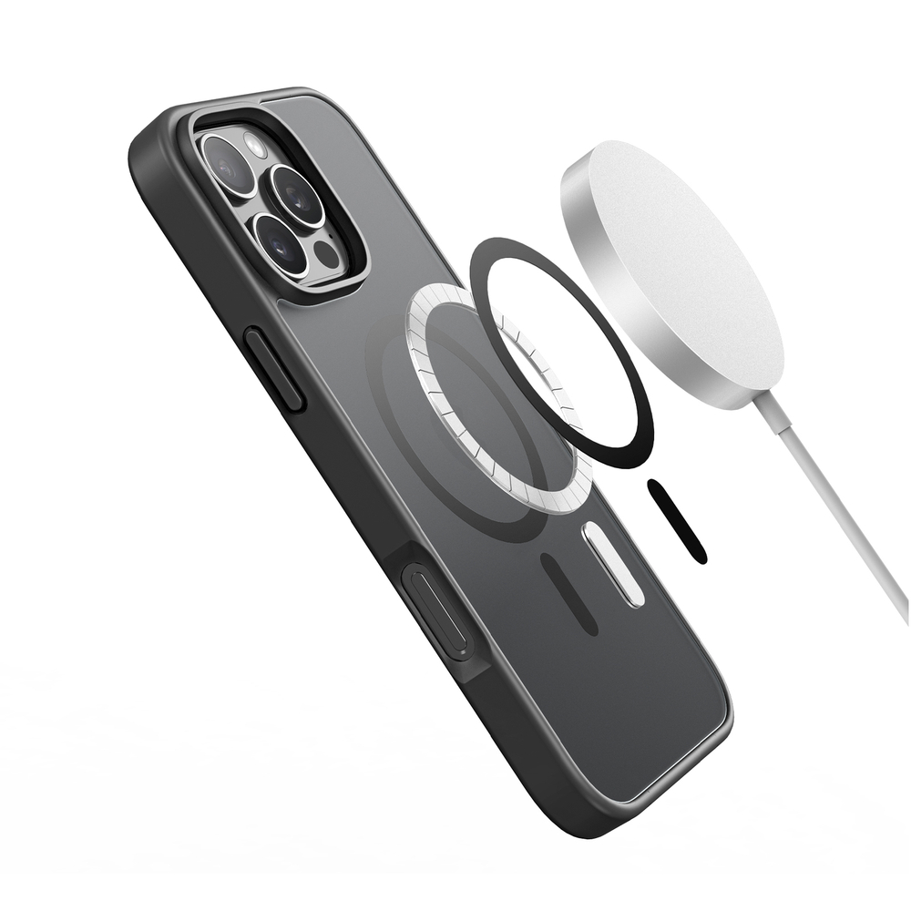 Прозрачный матовый чехол с черными рамками и с поддержкой MagSafe от Dux Ducis для iPhone 16 Pro, серия Yind Series Case