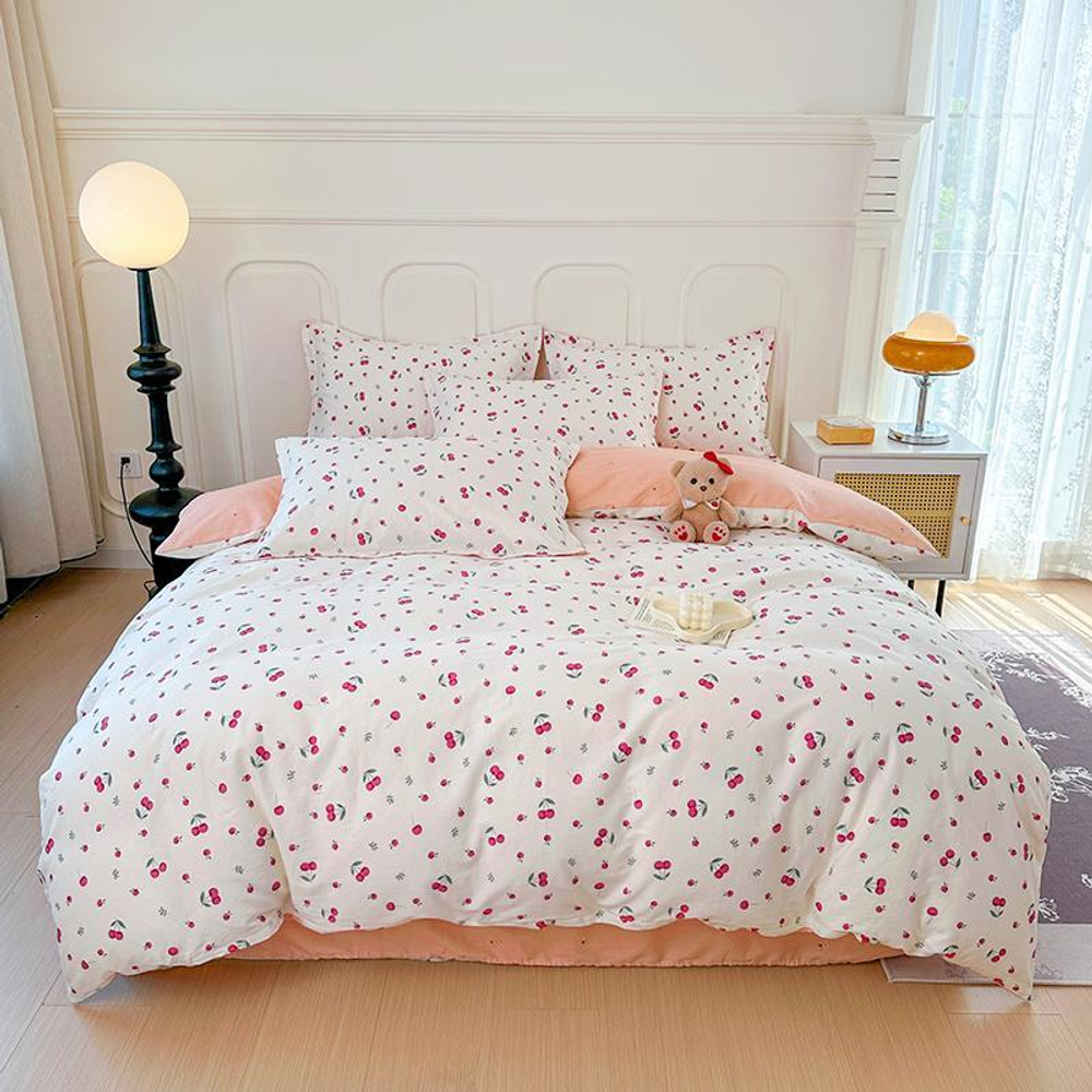 Постельное белье Семейный (2 пододеяльника) 100% Хлопок Сатин Розочки