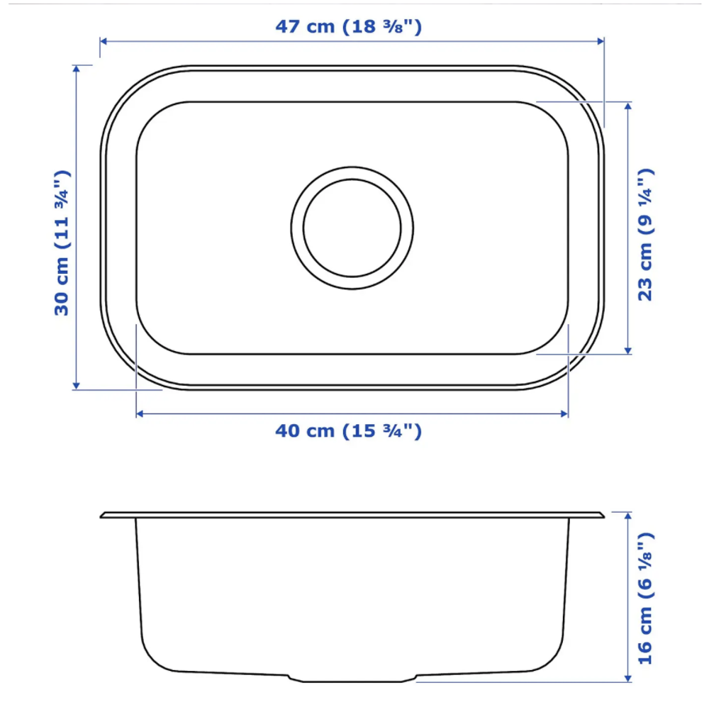 Встраиваемая раковина IKEA BOHOLMEN (БУХОЛЬМЕН), Нержавеющая сталь, 47x30 см