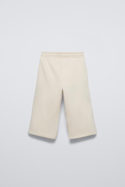 ZARA БРЮКИ WIDE LEG С ЛАМПАСАМИ, ЭКРЮ