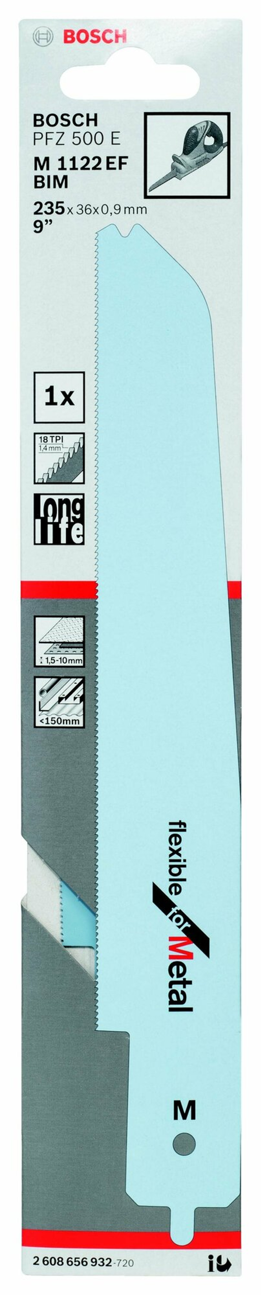 Полотно для сабельных пил BOSCH М 1122 EF Д/PFZ 500Е 235мм(2608656932)