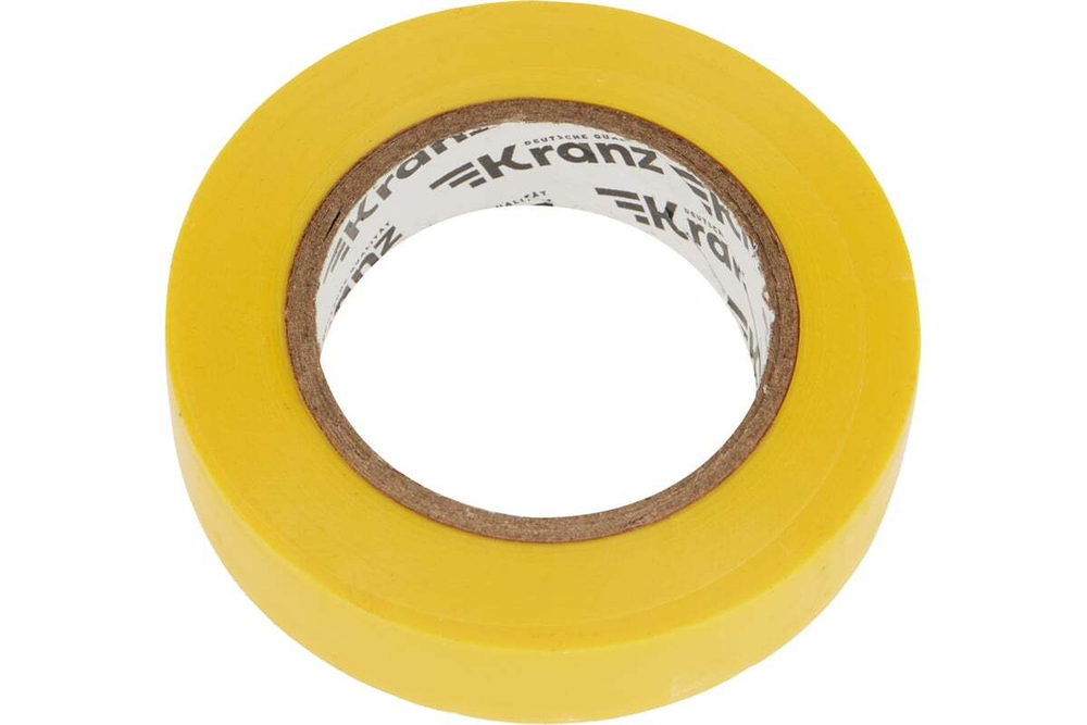 Изолента ПВХ KRANZ 0,13х15 мм, 20 м, желтая KR-09-2602