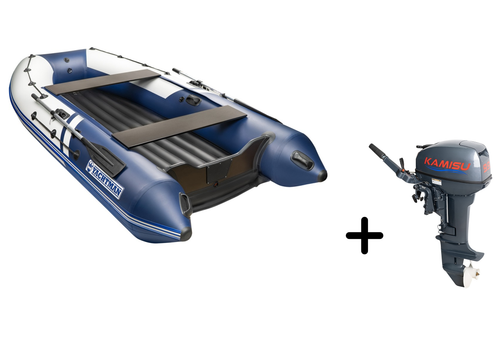 YACHTMAN-340 НДНД белый-синий + KAMISU T 9.9 BMS (комплект лодка + мотор)