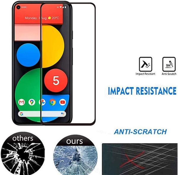 Защитное стекло 5d для Google Pixel 5 (Full Glue полная проклейка, черная рамка)