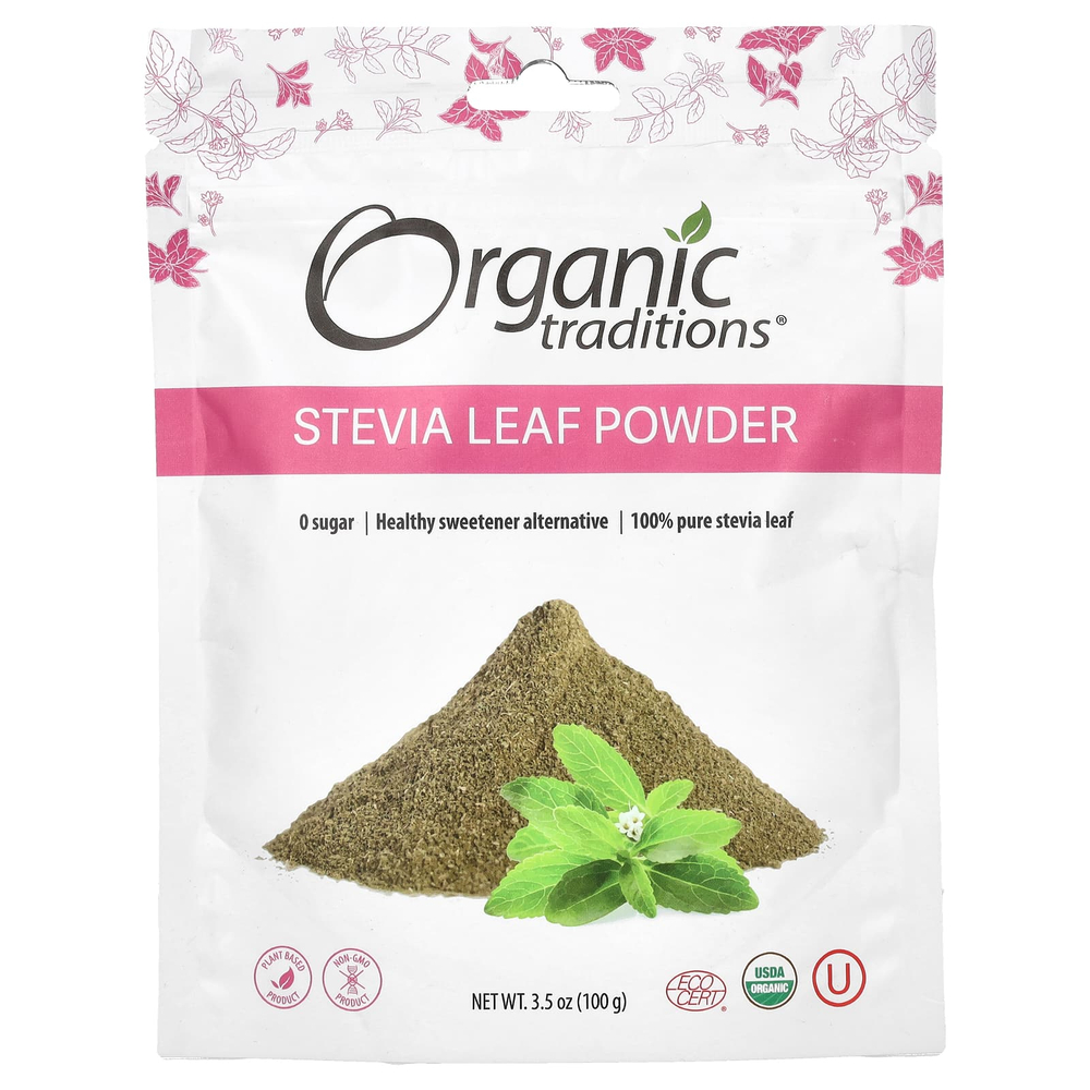 Organic Traditions, порошок из листьев стевии, 100 г (3,5 унции)
