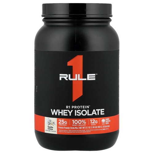 Rule One Proteins, R1 Protein™, сывороточный изолят, со вкусом ванильного крема, 900 г (1,98 фунта)