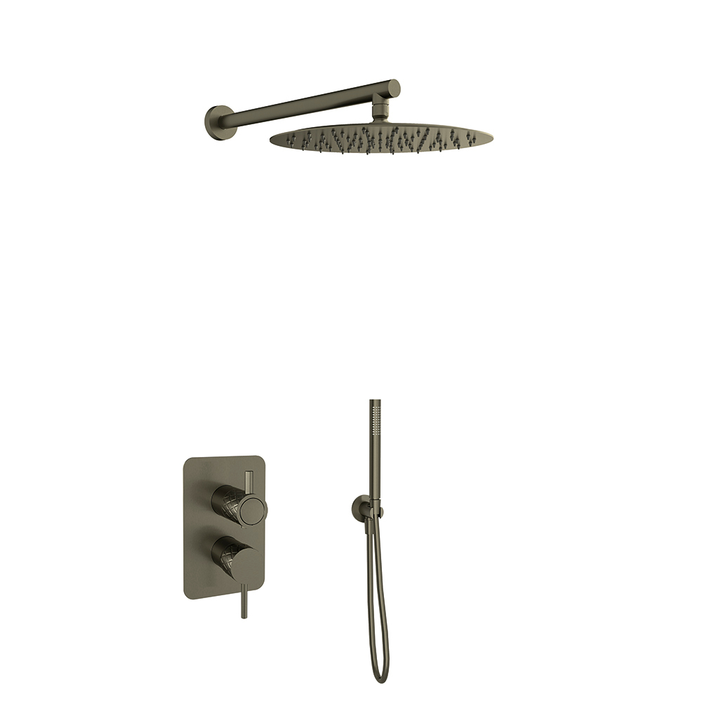 Встраиваемый смеситель для душа на 2 выхода с троп. и руч. душем ODISEA JOYA K5915122GR графит