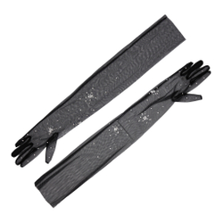 Перчатки длинные черные с камнями