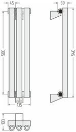 Сунержа Эстет-0 500х135 3 секции