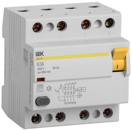 УЗО 4п 63А 300мА тип ACВД1-63 IEK