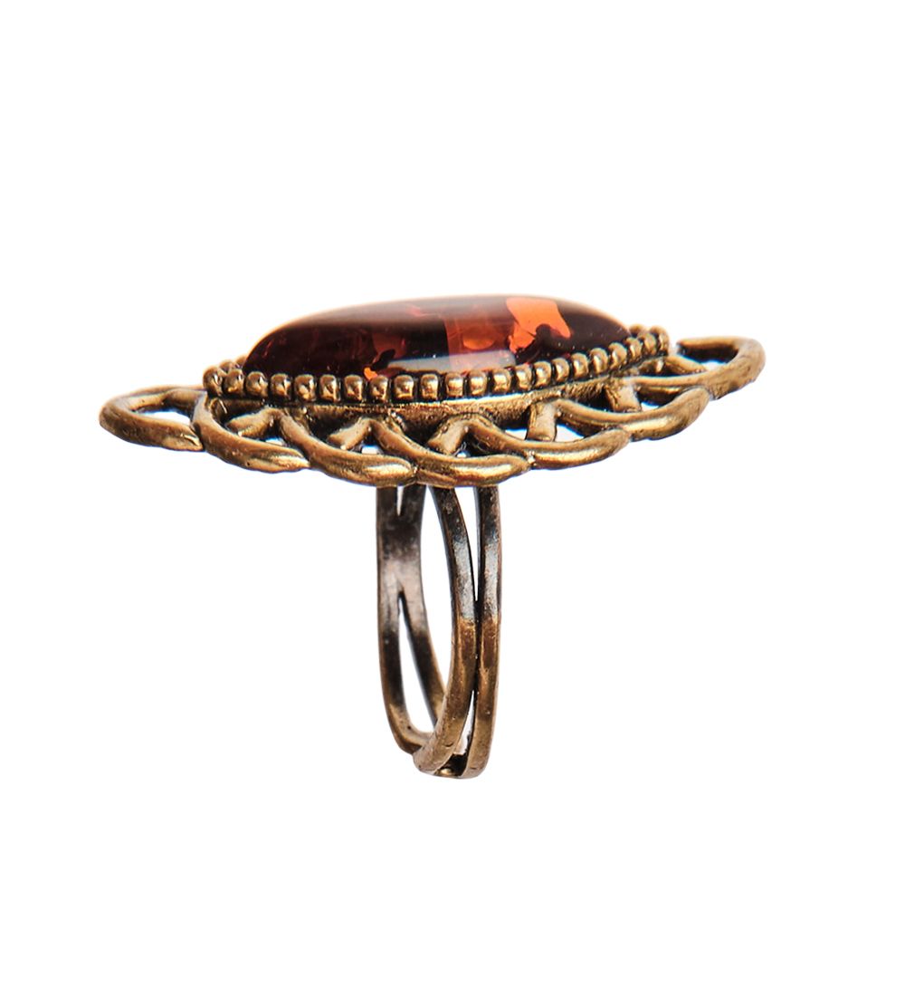 AM-2676 Кольцо «Маркиза» (латунь, янтарь)