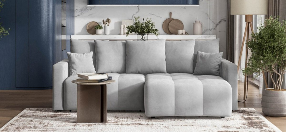 Угловой диван Босс Тренд Велюр Монолит сталь