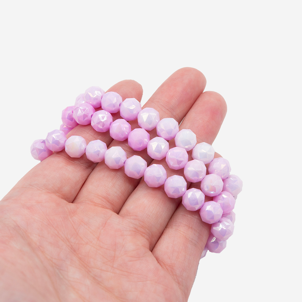 Хрустальные бусины, оттенок "Сирень", 8мм, шар, микроогранка