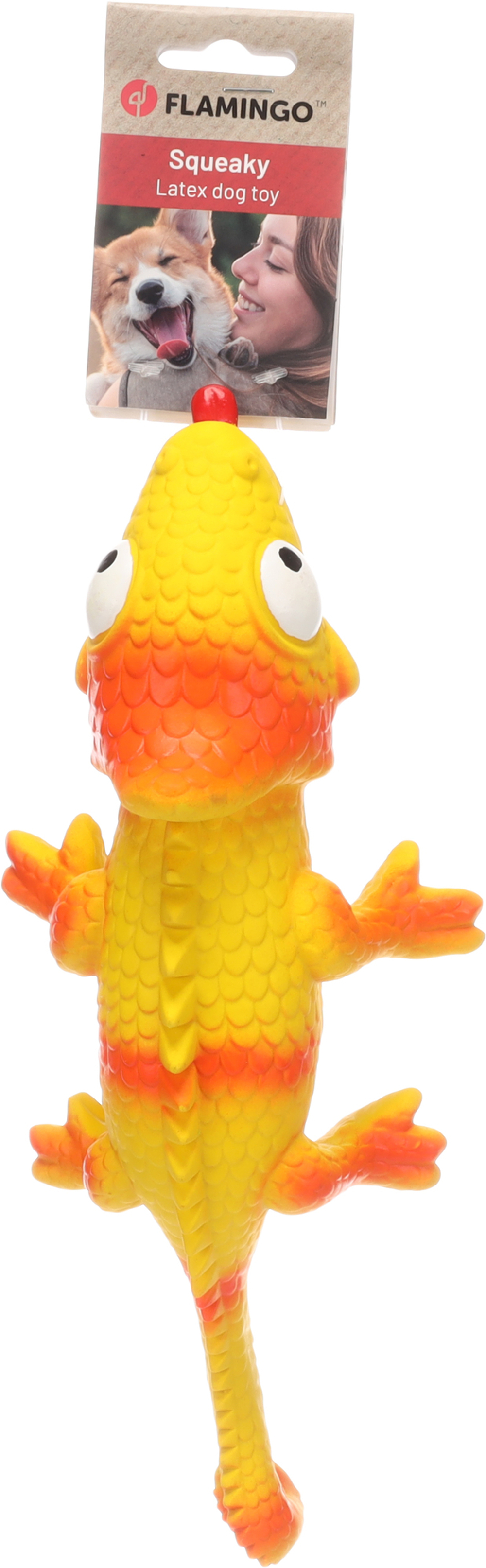 Игрушка для собак Хамелеон, 12x32x8 см, латекс, жёлтый, Flamingo
