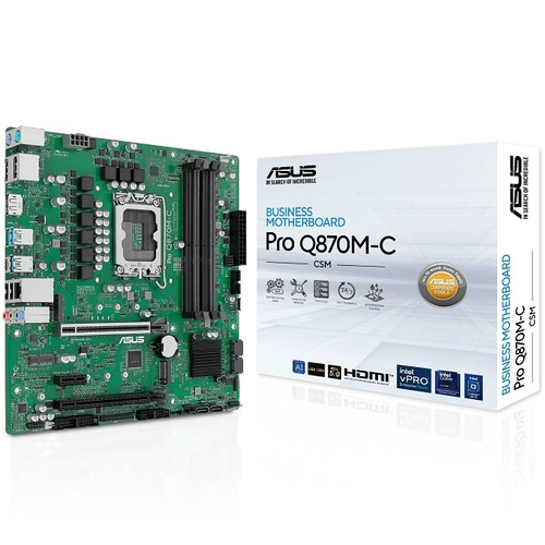 Материнская плата ASUS PRO Q870M-C-CSM (LGA1851/Q870/4xDDR5/2xPCI-Ex16/PCI-Ex1/2xM.2/GLAN/HDMI/2xDisplayPort/mATX)