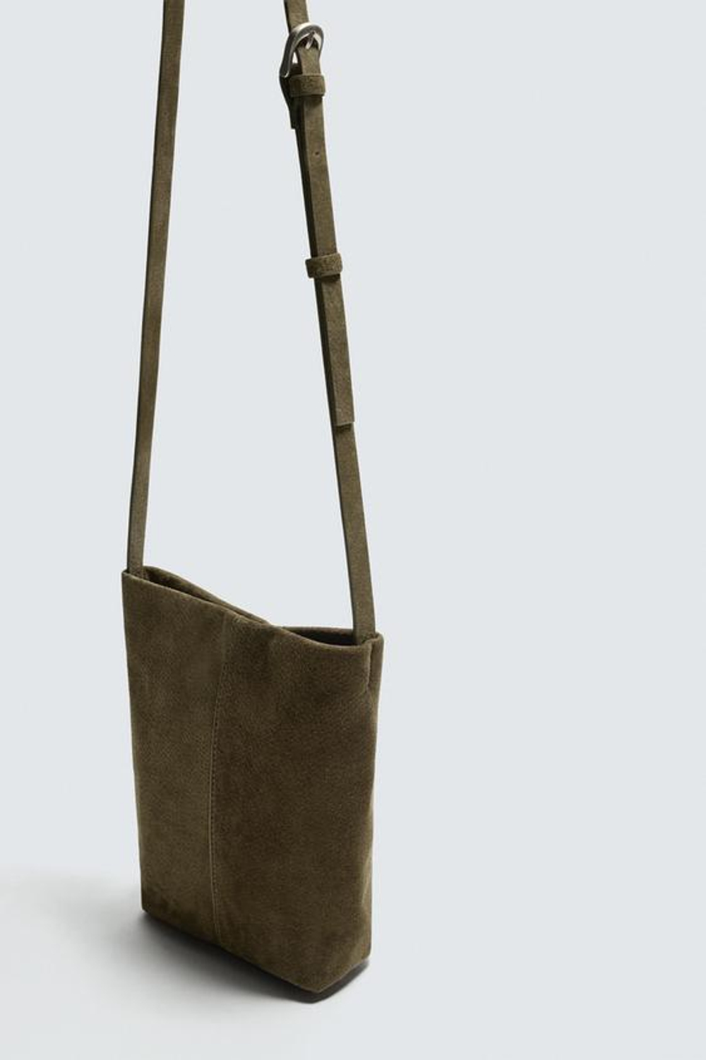 ZARA КОЖАНАЯ СУМКА, ЗЕЛЕНЫЙ ХАКИ