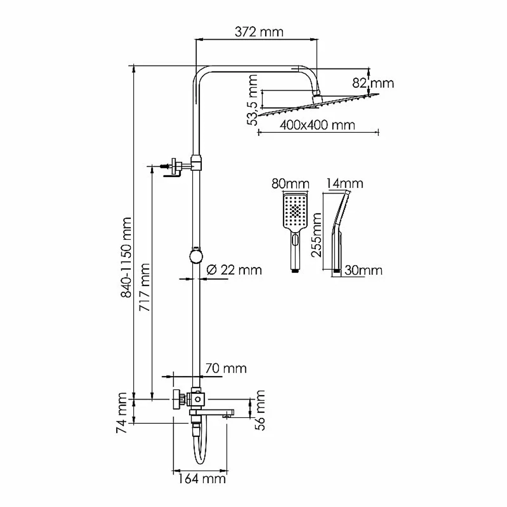 Душевая система WasserKraft A199.119.126.087.CH Thermo хром