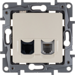 Розетка двойная RJ11+RJ45 категория 5e UTP слоновая кость ETIKA Legrand
