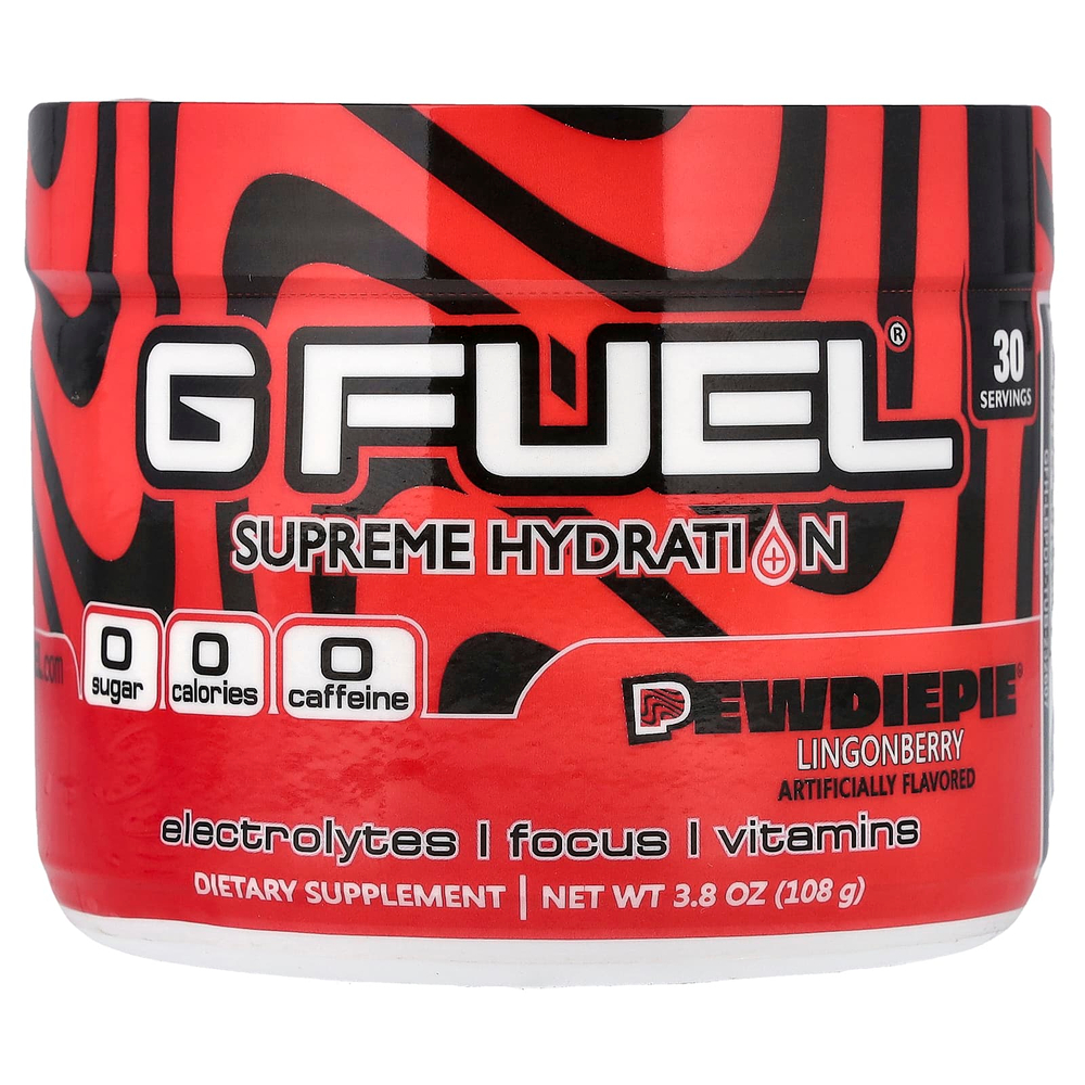 G FUEL, Supreme Hydration, PewDiePie®, брусника, 108 г (3,8 унции)