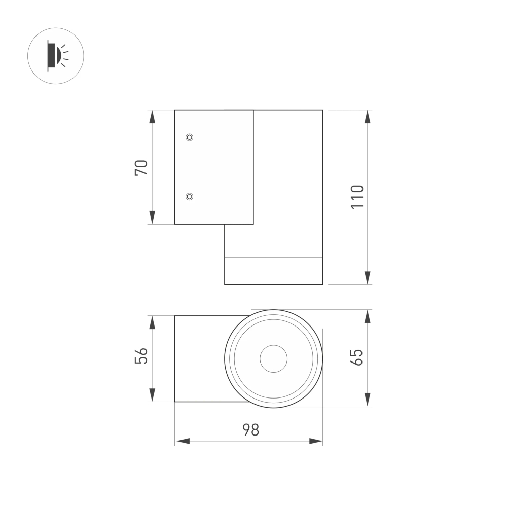 Светильник LGD-RAY-WALL-R65-12W Warm3000 (GR, 6 deg, 230V) (Arlight, IP65 Металл, 3 года) 049984(1)