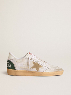 Men’s Ball Star LTD in white crackle leather and mesh with suede star