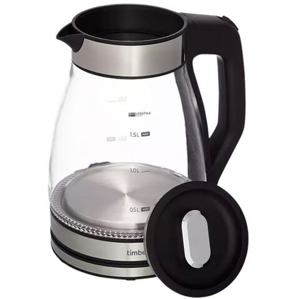 Чайник со съемным заварником TIMBERK T-EK27G02, 1,5 л, 1800 Вт, закрытый нагревательный элемент, стекло, стальной