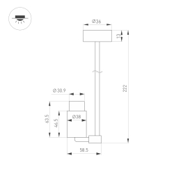 Светильник ART-NEMO-SURFACE-ZOOM-L205-R38-5W Warm3000 (BK, 10-55 deg, 24V) (Arlight, IP20 Металл, 5 лет) 049783