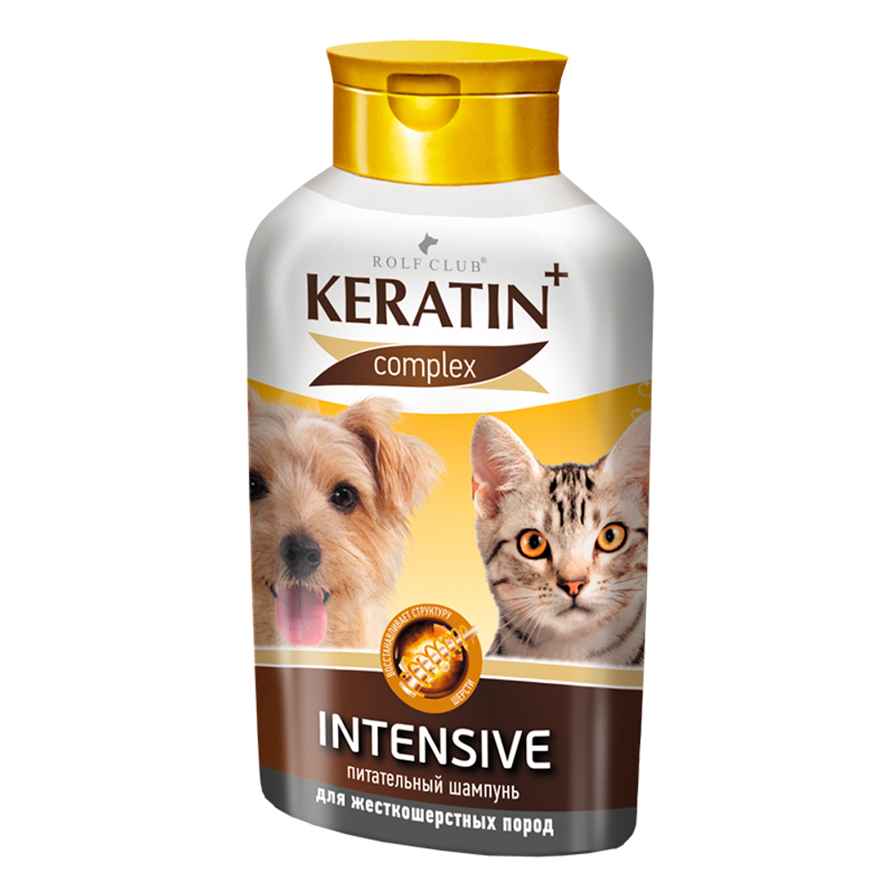 Шампунь Rolf Club Keratin+Intensive для жесткошерстных кошек и собак, 400 мл.