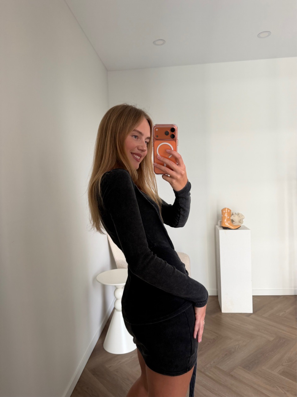 Платье лапша мини графит