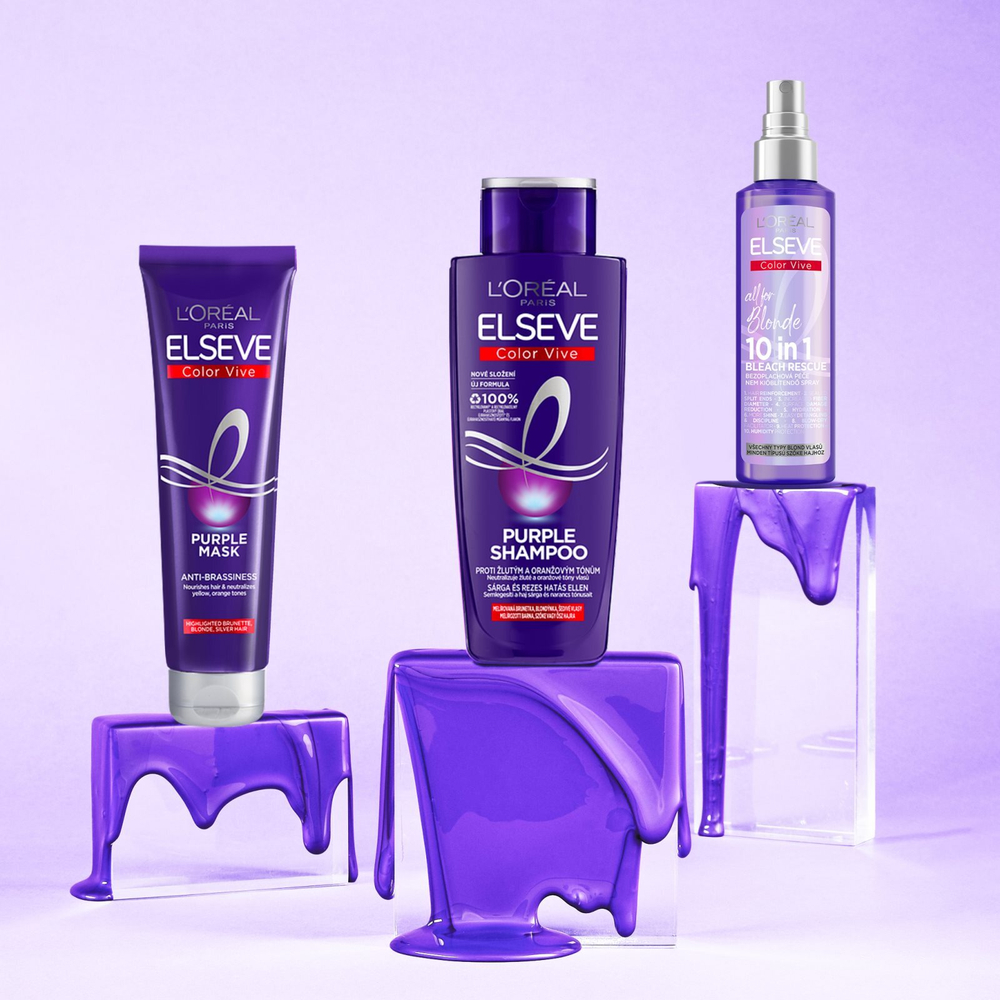 L’Oreal Paris Elseve Color-Vive Purple - шампунь, нейтрализующий желтые тона /   200  ml  / GTIN 3600523699155