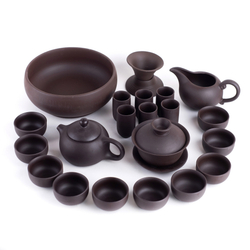 278225 Сервиз для цер. ИСИН "Чёрная глина" чк+сл+гайв+сито+6 пар+4 пиалы+чаша,В ПОДАР. КОР, керамика