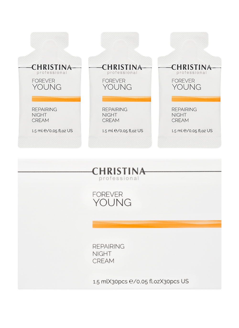 CHRISTINA Forever Young-Repairing night cream sachets kit 30 pcs