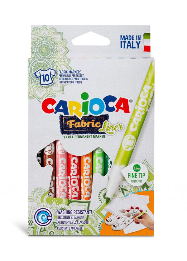 Фломастеры для ткани Carioca Fabric Liner 10 цв 42909