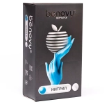 Перчатки нитриловые смотровые нестерильные неопудренные текстурированные на пальцах Benovy размер M голубые 50 пар