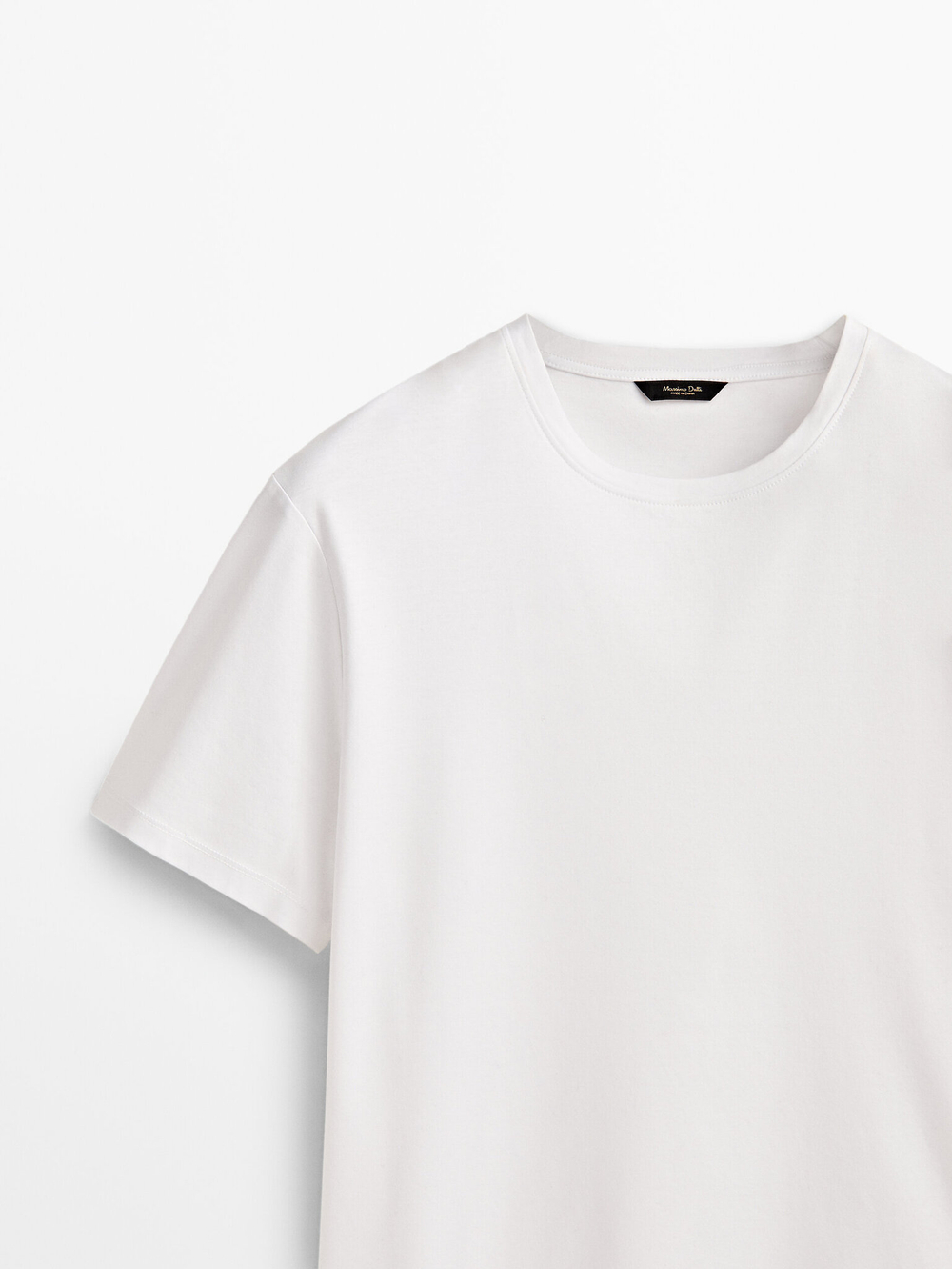 MASSIMO DUTTI Футболка из рельефного хлопка, БЕЛЫЙ