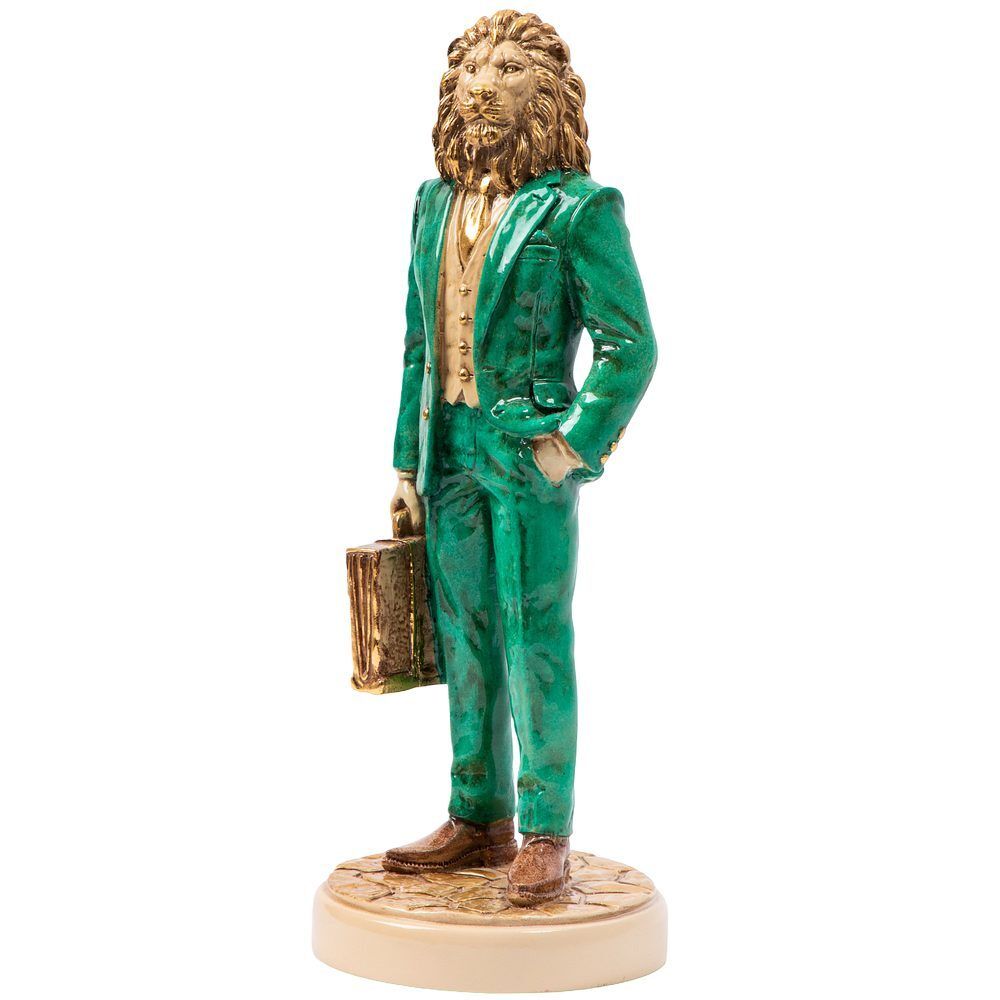 Скульптура Лев Бизнесмен Айвори Изумрудный