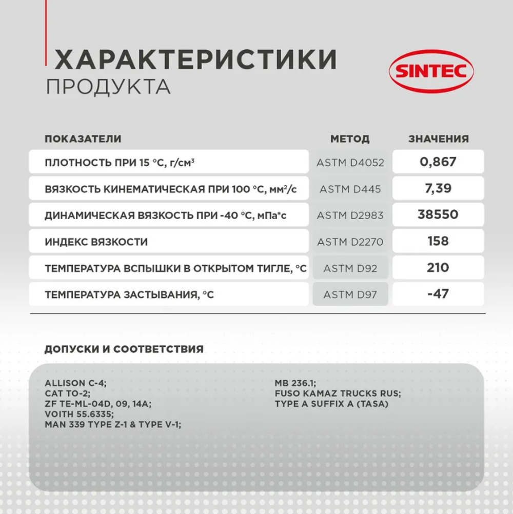 Трансмиссионное масло Sintec ATF III, 20л