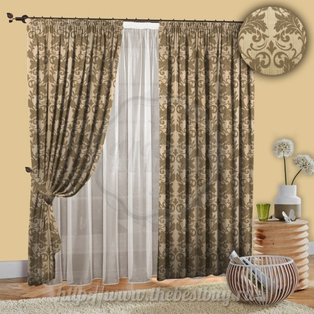 Шторы для зала: Милан (арт. 1071)  - 500х270, (200х270)х2 см. - светло-бежевый