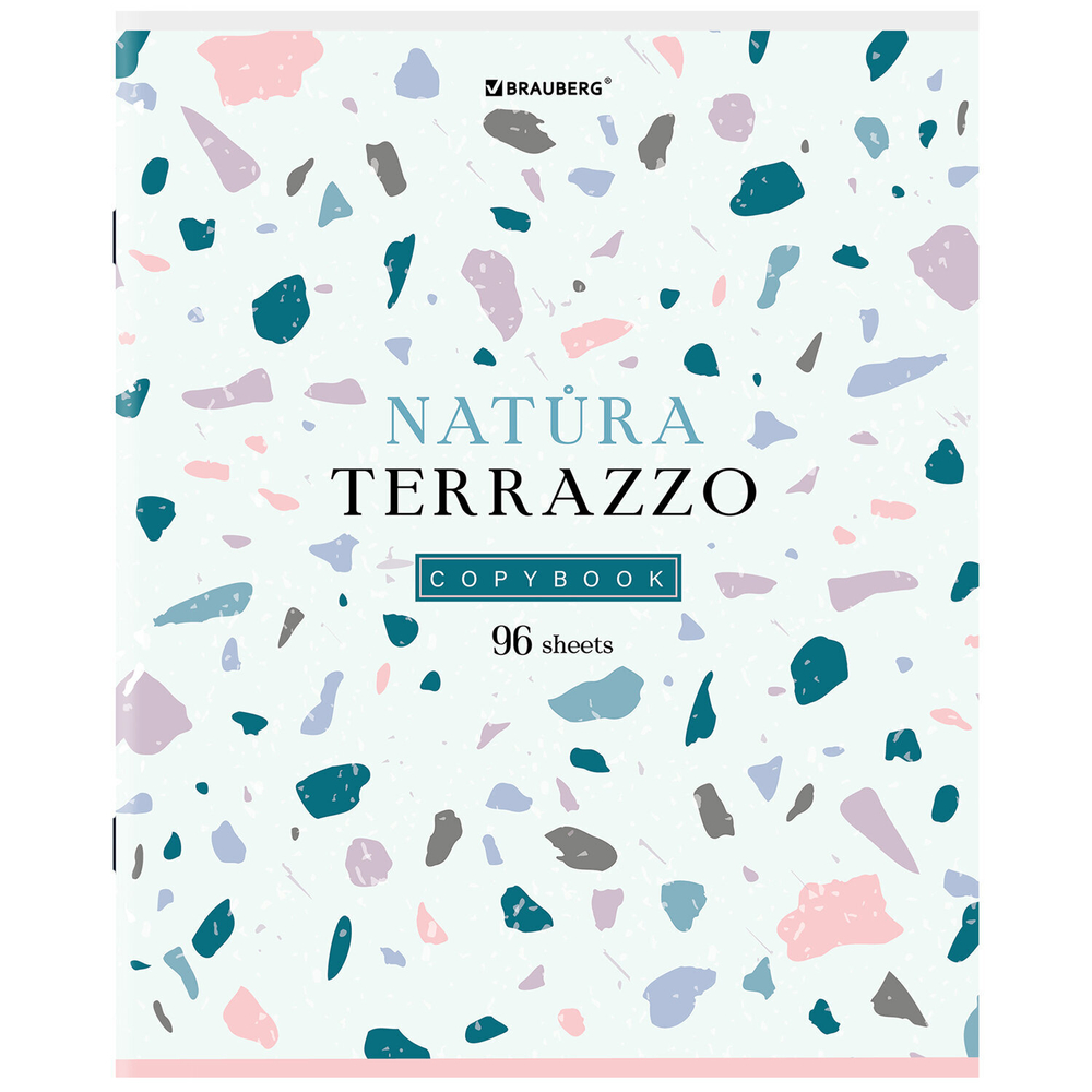 Тетрадь А5 96 л. BRAUBERG скоба клетка TWIN-лак "Natura Terrazzo" (14 штук в упаковке)